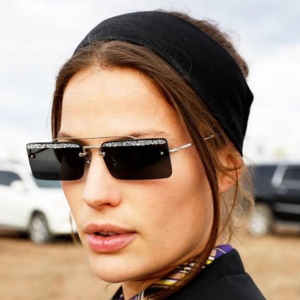 Miu Miu Sunglasses - Square Frame, Black Glitter - image 1